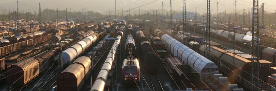 Emmissionsmessung aus Güterverkehr Foto eines Güterbahnhofs
